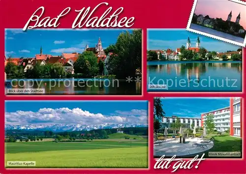 AK / Ansichtskarte Waldsee_Bad Stiftskirche Stadtsee Klinik Maximilianbad Waldsee_Bad