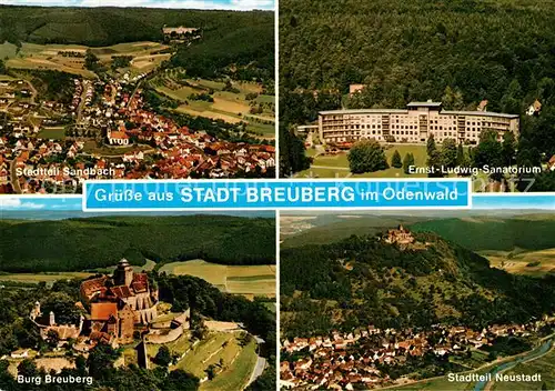 AK / Ansichtskarte Breuberg Burg Sandbach Neutadt Fliegeraufnahme Sanatorium Breuberg