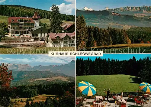 AK / Ansichtskarte Schlegwegbad Kurhaus Restaurant Terrasse Landschaftspanorama Alpen Schlegwegbad