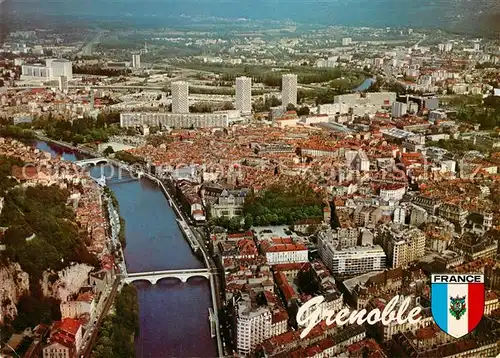 AK / Ansichtskarte Grenoble Stadtzentrum Fliegeraufnahme Wappen Grenoble