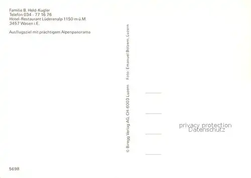 AK / Ansichtskarte Wasen_Emmental_BE Hotel Restaurant Luederenalp Wasen_Emmental_BE