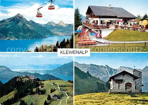 AK / Ansichtskarte Klewenalp Seilbahn von Beckenried Restaurant Alpstuebli Bergkapelle Klewenalp