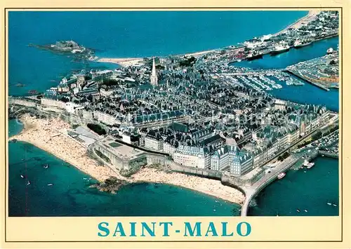 AK / Ansichtskarte Saint Malo_Ille et Vilaine_Bretagne Fliegeraufnahme mit Strand Hafen Saint Malo_Ille et Vilaine