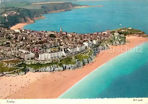 AK / Ansichtskarte Tenby Fliegeraufnahme mit Strand Tenby
