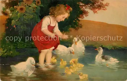 AK / Ansichtskarte Kinder_Child_Enfants Enten Kueken  Kinder_Child_Enfants