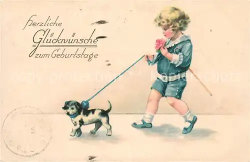 AK / Ansichtskarte Geburtstag Kind Hund Rose  Geburtstag