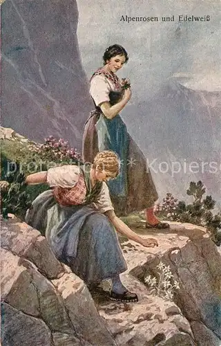 AK / Ansichtskarte Edelweiss Alpenrosen Frauen  Edelweiss