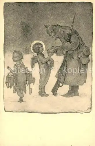 AK / Ansichtskarte Engel Soldat Kuenstlerkarte Engel