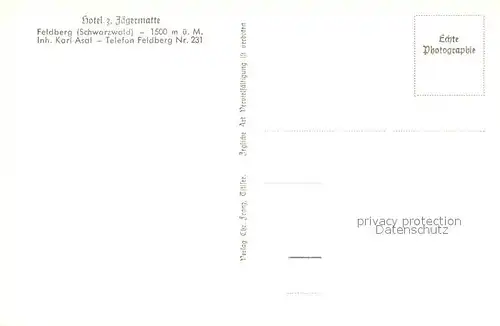 AK / Ansichtskarte Feldberg_Schwarzwald Hotel zur Jaegermatte Feldberg Schwarzwald