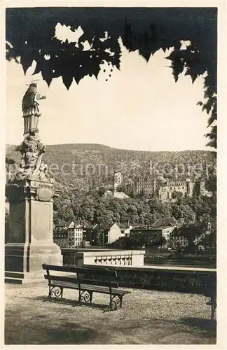 AK / Ansichtskarte Heidelberg_Neckar St Nepomuk mit Blick auf Schloss Heidelberg Heidelberg Neckar