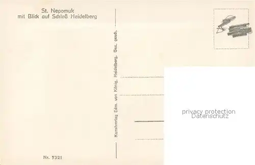 AK / Ansichtskarte Heidelberg_Neckar St Nepomuk mit Blick auf Schloss Heidelberg Heidelberg Neckar