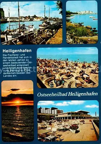 AK / Ansichtskarte Heiligenhafen_Ostseebad Hafen Strand Abendstimmung Chronik Heiligenhafen_Ostseebad