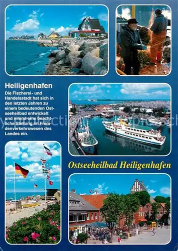 AK / Ansichtskarte Heiligenhafen_Ostseebad Hafen Strand Fischer Heiligenhafen_Ostseebad