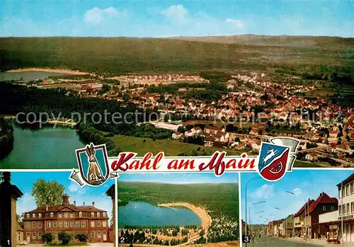 AK / Ansichtskarte Kahl_Main Fliegeraufnahme Schloss Emmrichhofen Camping am See  Kahl_Main