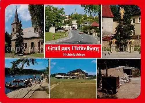 AK / Ansichtskarte Fichtelberg_Bayreuth Kirche Bootsanlegestelle Konzerthalle  Fichtelberg Bayreuth