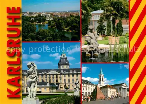 AK / Ansichtskarte Karlsruhe_Baden Schloss Statue Marktplatz Pyramide Karlsruhe_Baden