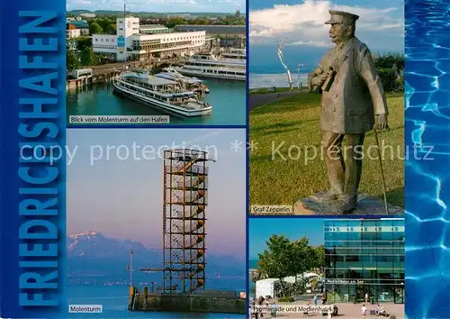 AK / Ansichtskarte Friedrichshafen_Bodensee Hafen Molenturm Graf Zeppelin Promenade Medienhaus Friedrichshafen Bodensee