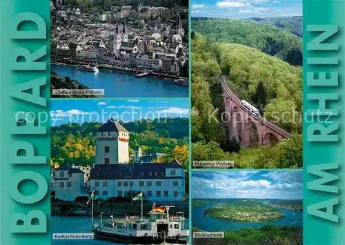AK / Ansichtskarte Boppard_Rhein Stadtansicht Kurfuerstliche Burg Rheinschleife Hubertus Viadukt Boppard Rhein
