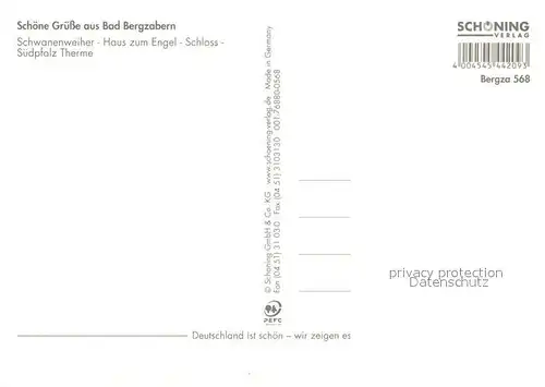 AK / Ansichtskarte Bad_Bergzabern Schwanenweiher Haus zum Engel Schloss Suedpfalz Therme Bad_Bergzabern