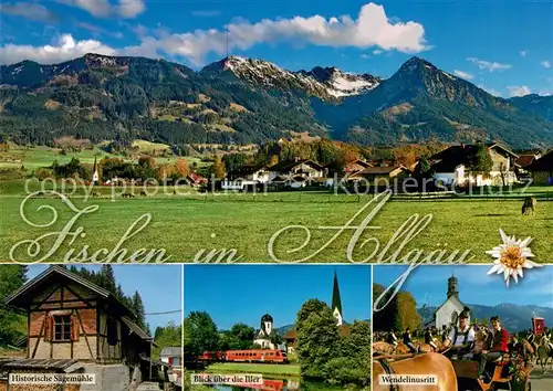 AK / Ansichtskarte Fischen_Allgaeu Panorama Saegemuehle Iller Wendelinausritt Fischen Allgaeu