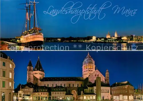 AK / Ansichtskarte Mainz_Rhein Nachtaufnahmen Mainz Rhein