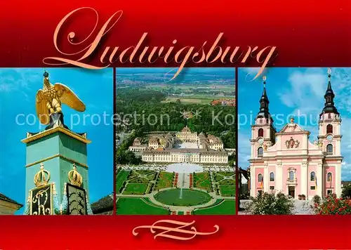 AK / Ansichtskarte Ludwigsburg_Wuerttemberg Schloss Schlosspark Stadtkirche Ludwigsburg Wuerttemberg