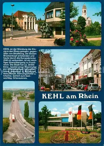 AK / Ansichtskarte Kehl_Rhein Landesgrenze Deutschland Frankreich Stadtansicht Chronik Kehl_Rhein