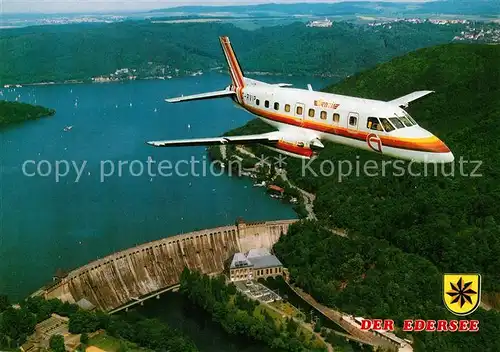 AK / Ansichtskarte Edersee Fliegeraufnahme Staumauer Schloss Waldeck  Edersee