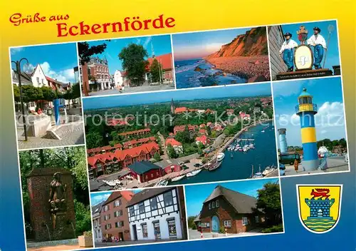 AK / Ansichtskarte Eckernfoerde Leuchtturm Fischerdenkmal Steilkueste Fliegeraufnahme  Eckernfoerde