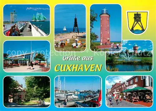 AK / Ansichtskarte Cuxhaven_Nordseebad Seebruecke Leuchtturm Strand Hafen Park  Cuxhaven_Nordseebad
