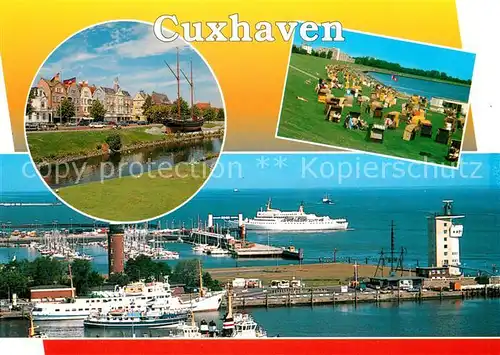 AK / Ansichtskarte Cuxhaven_Nordseebad Hafen Strand Stadtansicht Cuxhaven_Nordseebad