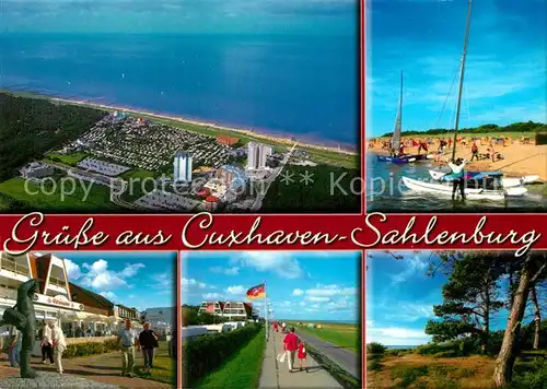 AK / Ansichtskarte Sahlenburg Fliegeraufnahme Strand Uferpromenade Denkmal  Sahlenburg