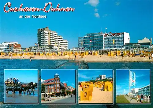 AK / Ansichtskarte Cuxhaven_Duhnen_Nordseebad Strand Hotelanlagen Wattkutschfahrt Rathaus Cuxhaven_Duhnen