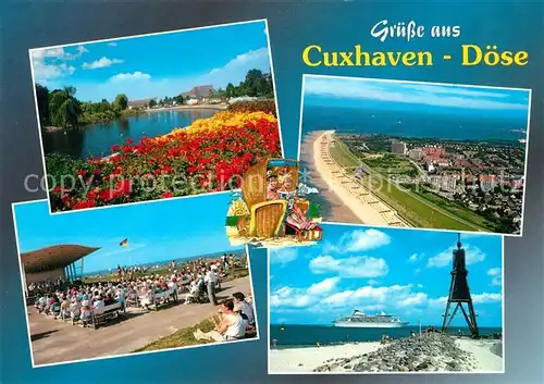 AK / Ansichtskarte Cuxhaven_Doese_Nordseebad Fliegeraufnahme Leuchtturm Kurkonzert Park Cuxhaven_Doese_Nordseebad