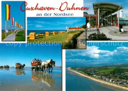 AK / Ansichtskarte Cuxhaven_Duhnen_Nordseebad Wattkutschfahrt Strand Uferpromenade  Cuxhaven_Duhnen
