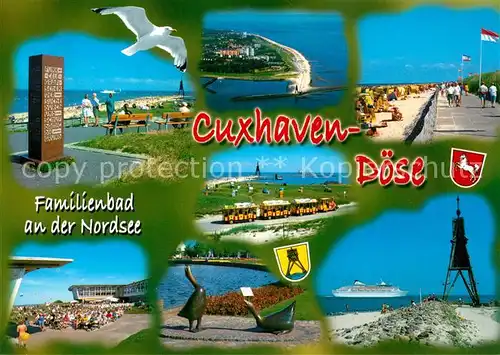 AK / Ansichtskarte Cuxhaven_Doese_Nordseebad Fliegeraufnahme Strand Uferpromenade Kugelbake Gaensedenkmal Cuxhaven_Doese_Nordseebad