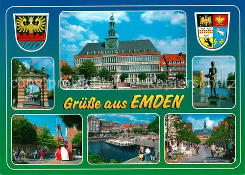 AK / Ansichtskarte Emden_Ostfriesland Rathaus Hafentor Boje Emden_Ostfriesland