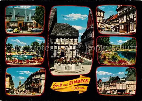 AK / Ansichtskarte Einbeck_Niedersachsen Rathaus Fachwerk Brunnen Einbeck Niedersachsen