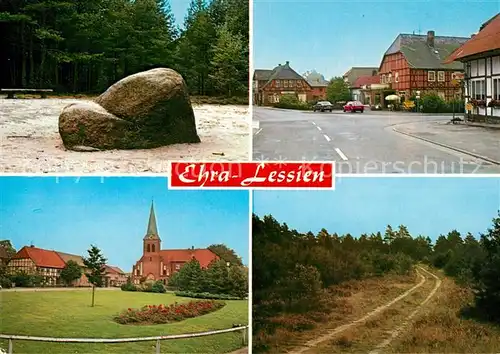 AK / Ansichtskarte Ehra Lessien Findling Kirche Heide Ehra Lessien