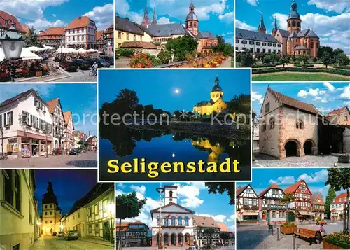 AK / Ansichtskarte Seligenstadt_Hessen Benediktinerabtei Basilika Rathaus Marktplatz Fachwerkhaeuser Seligenstadt_Hessen