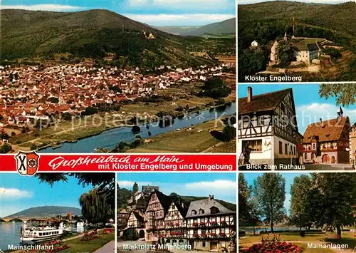 AK / Ansichtskarte Grossheubach Kloster Engelberg Rathaus Marktplatz Miltenberg Panorama Grossheubach