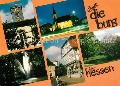 AK / Ansichtskarte Dieburg Rathausturm Gaasbecksuhr Kirche Schlossgarten Marktplatz  Dieburg