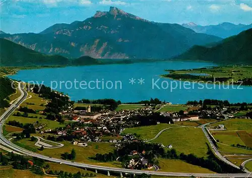 AK / Ansichtskarte Mondsee_Salzkammergut Autobahn Salzburg Wien Blick ueber den See zu den Alpen Mondsee Salzkammergut
