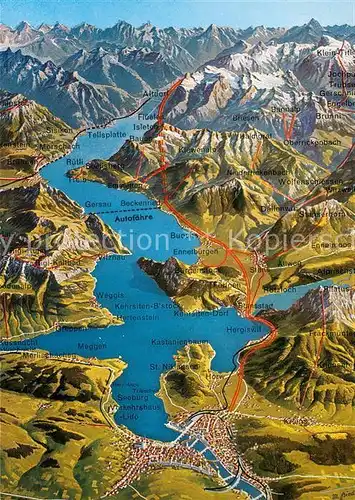 AK / Ansichtskarte Vierwaldstaettersee_SZ aus der Vogelperspektive Alpenpanorama Vierwaldstaettersee_SZ