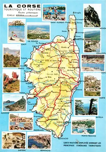 AK / Ansichtskarte Corse_Ile_de La Corse touristique et routiere Landkarte Corse_Ile_de