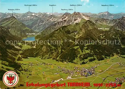 AK / Ansichtskarte Tannheim_Tirol Erholungsgebiet Tannheimer Tal Allgaeuer Alpen Fliegeraufnahme Tannheim Tirol
