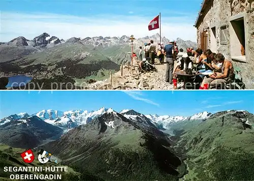 AK / Ansichtskarte Segantinihuette Berghuette Oberengadin Fernsicht Alpenpanorama Segantinihuette