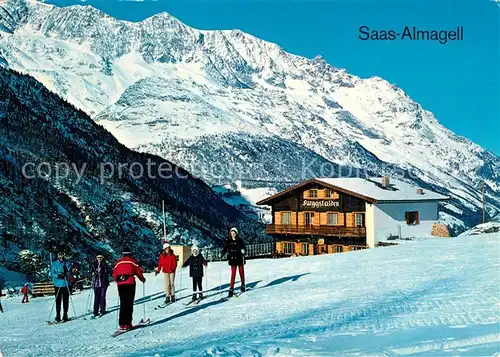 AK / Ansichtskarte Saas_Almagell Skischule auf Furggstalden Saas Almagell