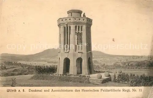 AK / Ansichtskarte Woerth_Sauer Denkmal und Aussichtsturm des Hess Feldartillerie Regt Nr 11 Woerth Sauer