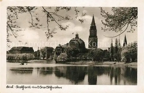 AK / Ansichtskarte Kiel Rathaus und Stadttheater Kiel